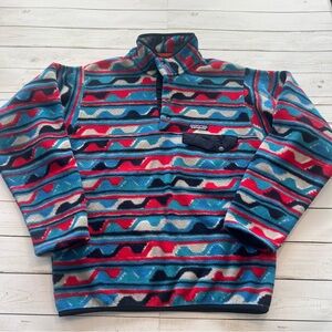 Patagonia Snap-T Synchilla Fleece (Arctic Blue / Scandinavian Red) Sz S 2016